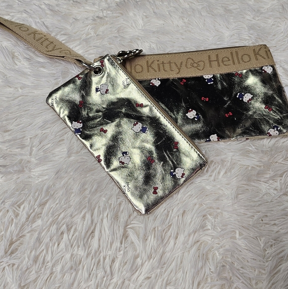 Hello Kitty by Sanrio 2 Piece Gold Bags with Wristlet Pouch Set 2020 EUC - Picture 7 of 16